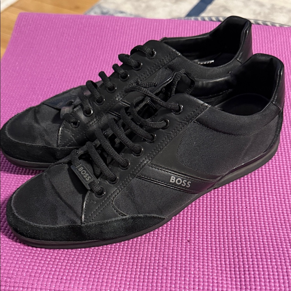 BOSS Men's Black Low-Profile Lace-Up Sneakers